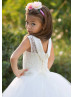 Beaded Ivory Lace Tulle Floor Length Flower Girl Dress